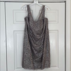 NWT David’s Bridal Short Tank Lace Dress in Silver